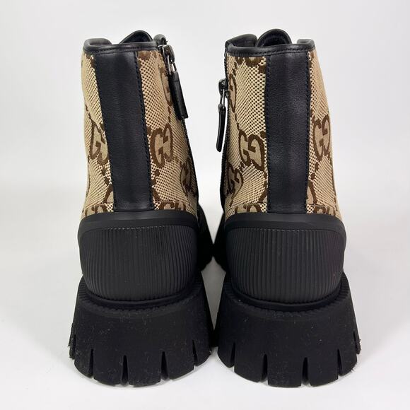 Gucci Canvas Maxi GG Lace Up Combat Boot - Men’s 12.5 - Picture 5 of 8